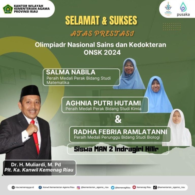 Membanggakan, Tiga Siswa MAN 2 Inhil Ukir Prestasi Diajang ONSK 2024