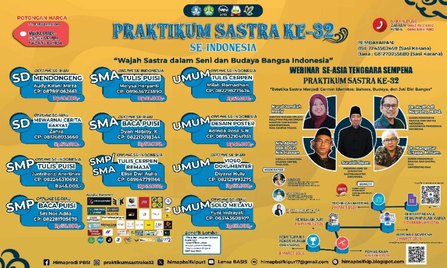 Praktikum Sastra ke-32: Wajah Sastra Indonesia Dalam Sorot Seni dan Budaya