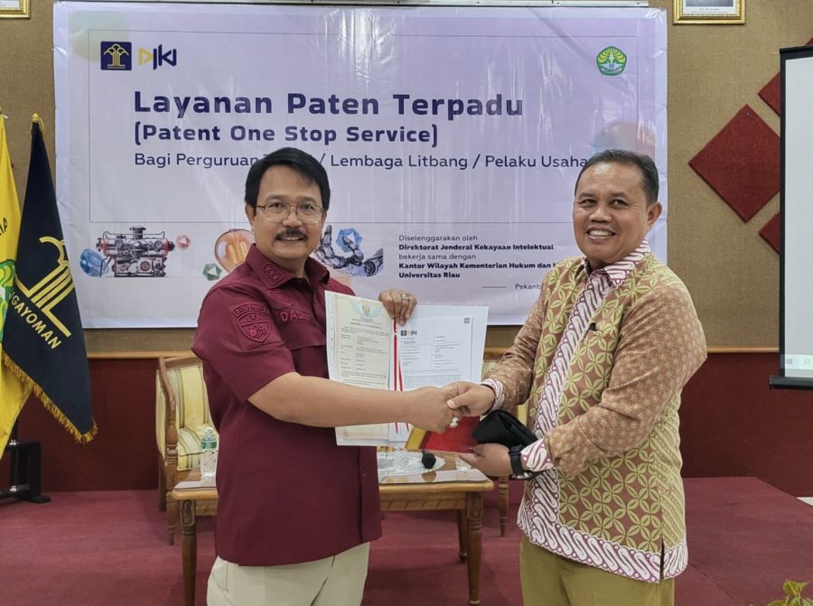 Universitas Islam Riau Terima Sertifikat Paten dari DJKI Kemenkumham